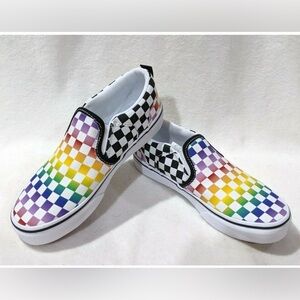 Vans Rainbow 🌈 Pride Checkerboard Slip-On Sneakers - size 6